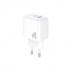 Зарядний пристрій BOROFONE BAS44A 1xUSB-C PD20W + 1xUSB QC3.0 white (6941991113840)