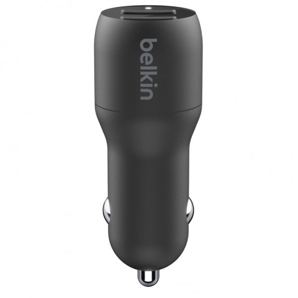 Зарядний пристрій Belkin Car Charger (24W) Dual USB-A, USB-A - USB-C, 1m, black (CCE001BT1MBK)