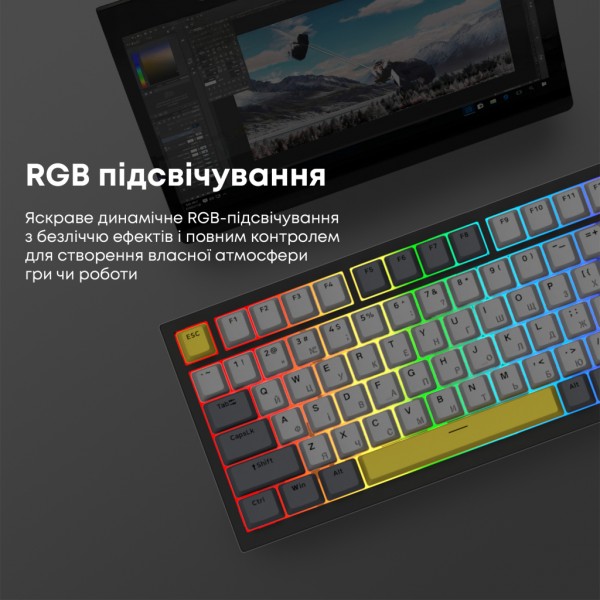 Клавіатура Ajazz AK820 Sea Salt Switch RGB USB-C UA Black (AK820-SS-BGY)