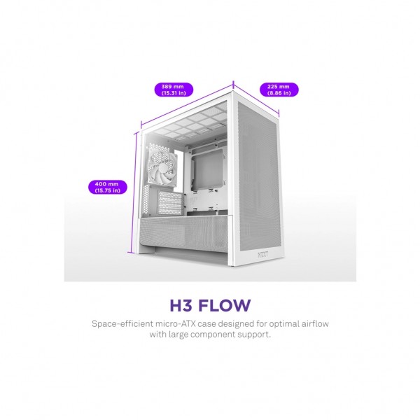 Корпус для ПК NZXT H3 Flow All White (CC-H31FW-01)