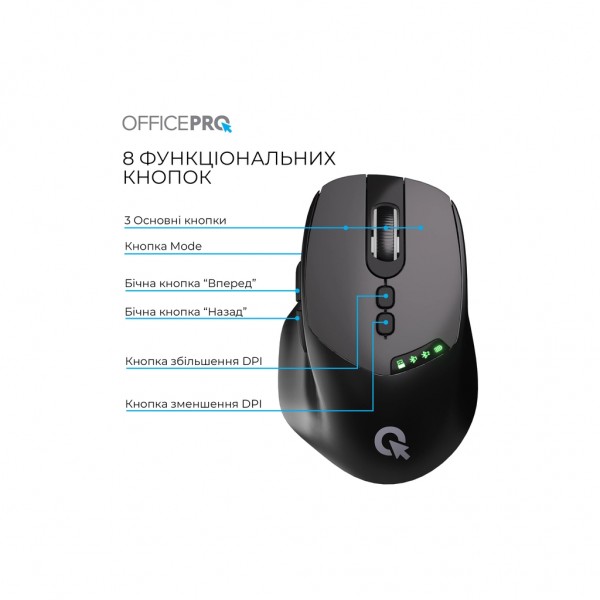 Мишка OfficePro M520B Wireless/Bluetooth Black (M520B)