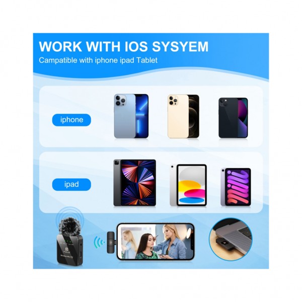 Мікрофон Puluz для iPhone/iPad 8-контактний приймач Black (PU645B)