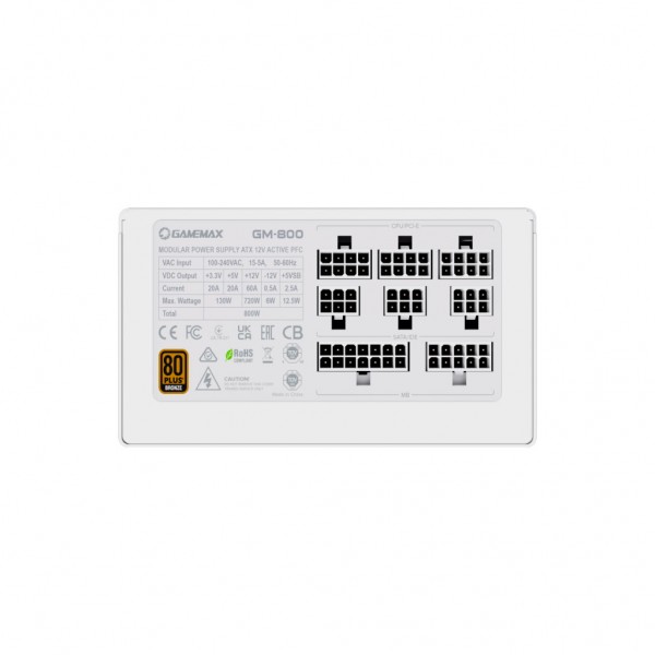 Блок живлення Gamemax 800W (GM-800 Modular white)