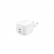 Зарядний пристрій Belkin 2xUSB-C PD50W GaN PPS white (WCH019KQWH)