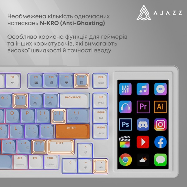 Клавіатура Ajazz AKP815 RGB Red Switch USB UA White/Blue (AKP815-R-WBO)