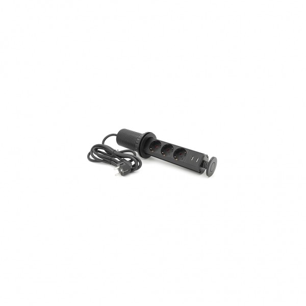 Мережевий фільтр живлення Voltronic 3 Роз, 2USB, 16А, 250V, 2м, Black (D06-FU03)