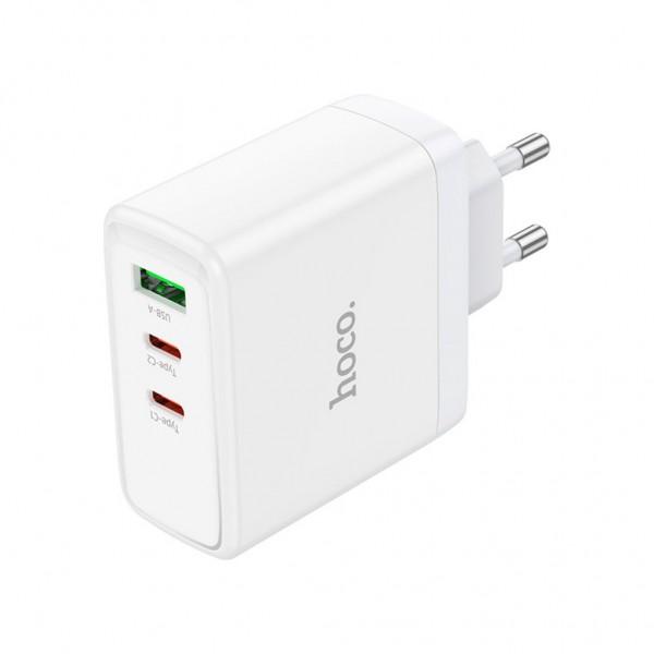 Зарядний пристрій HOCO 2xUSB-C PD65W + 1xUSB QC3.0 White (6931474784155)