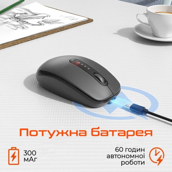 Мишка Meetion BTM100R Wireless/Bluetooth Black (MT-BTM100R-A)