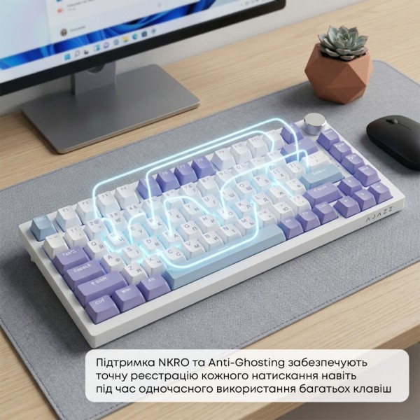 Клавіатура Ajazz AK820 Sea Salt Switch RGB USB-C UA White (AK820-SS-PWB)