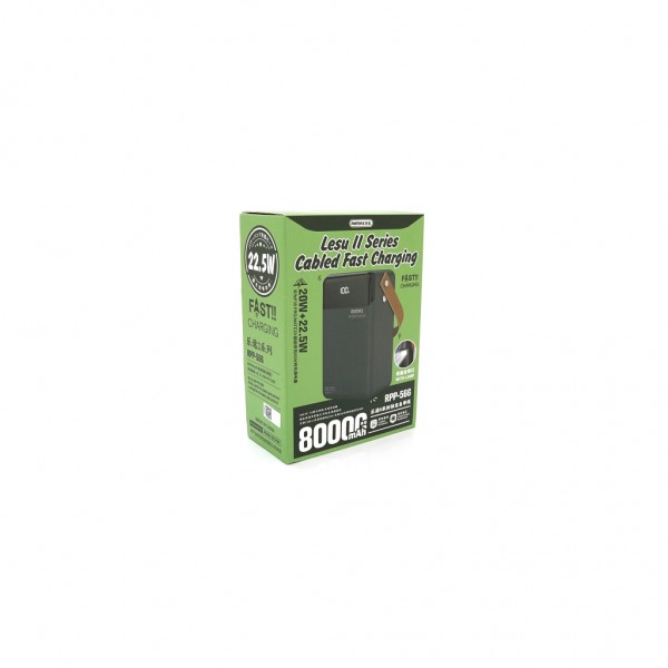 Батарея універсальна Remax 80000mAh, 20W, 3*USB+Type-C+Lighting, Black (RPP-566)