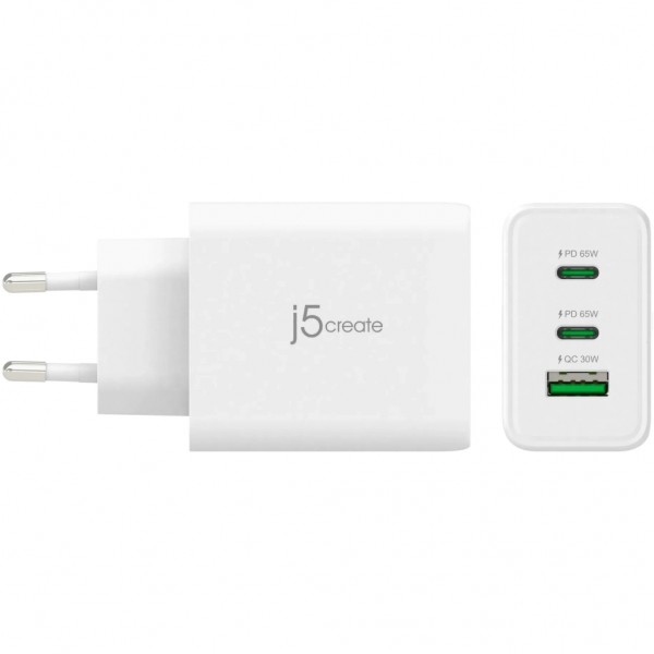 Зарядний пристрій J5create 1xUSB + 2xUSB-C 65W GaN QC3.0/PD/PPS (JUP3365E-EN)