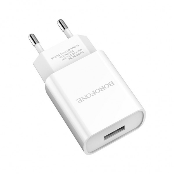 Зарядний пристрій BOROFONE BA20A USB 10.5W + cable USB to USB-C white (6931474700742)