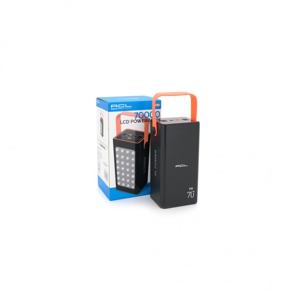 Батарея універсальна ACL 70000mAh, PD/22.5W, USB, Type C, ліхтар, Black/White (PW-52 / 34002)