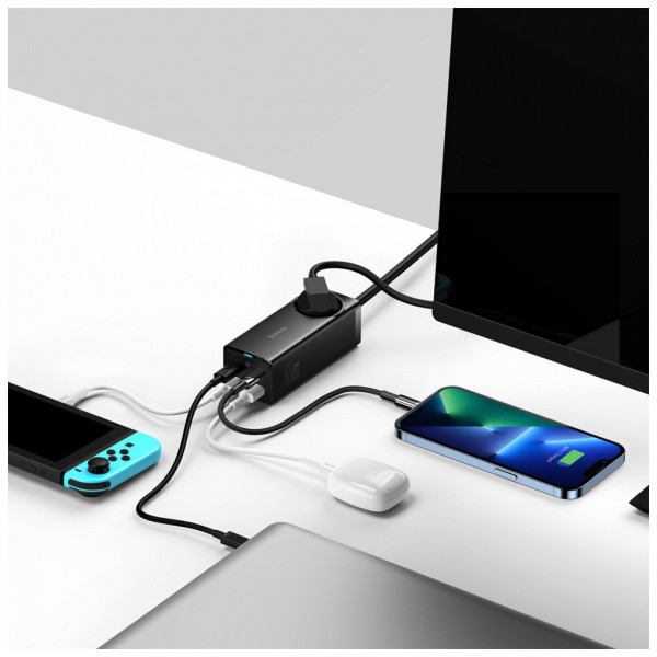 Зарядний пристрій Baseus AC + 2xUSB-C 65W + 2xUSB black (PSZM000901)