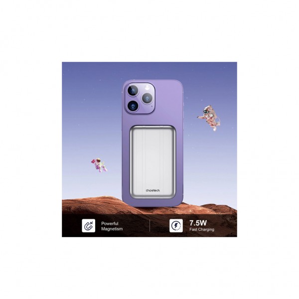 Батарея універсальна Choetech Magnetic Wireless 5000mAh 10W, USB-A,USB-C In/Out (B655 / 6932112104779)