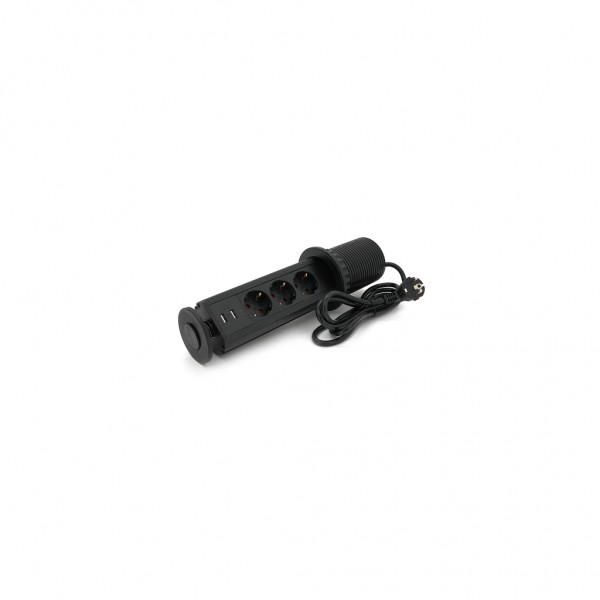 Мережевий фільтр живлення Voltronic 3 Роз, 2USB, 16А, 250V, 2м, Black (D08-FU03)