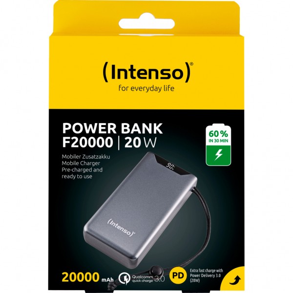 Батарея універсальна Intenso F20000 20000mAh PD/18W, QC3.0, grey (7332054)