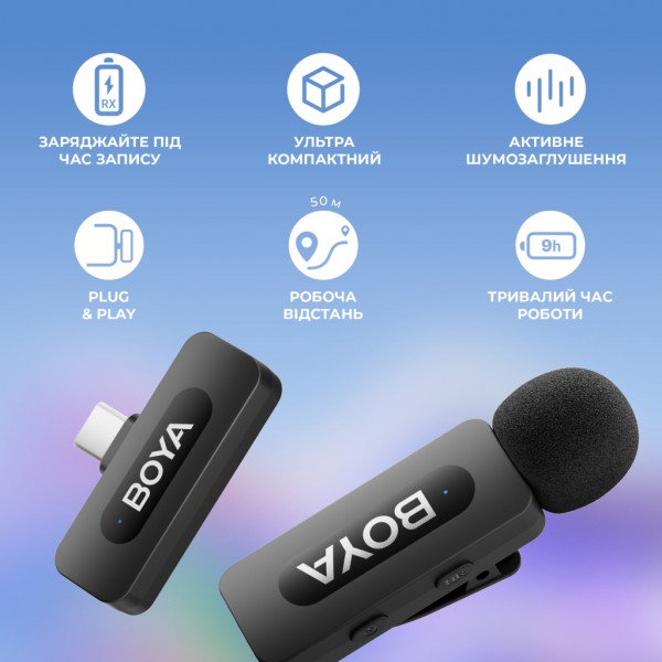 Мікрофон Boya BY-V20 Type-C Black (BY-V20)