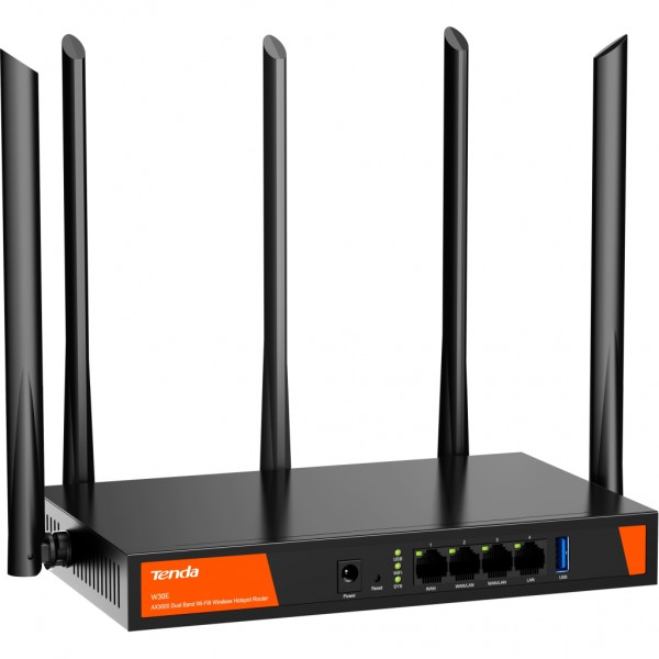 Маршрутизатор Tenda Маршрутизатор TENDA W30E Hotspot AX3000 4xGE (1xGE WAN, 2xGE LAN/WAN, 1xGE LAN) (W30E)