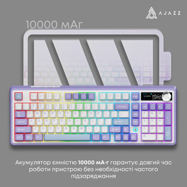 Клавіатура Ajazz Maillard V2 Maillard Switch Wireless/Bluetooth/USB UA Purple/White/Blue (AK980-V2-M-PWB)