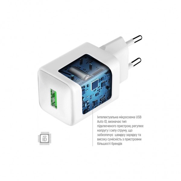 Зарядний пристрій ColorWay USB QC3.0 18W white (CW-CHS063Q-WT)