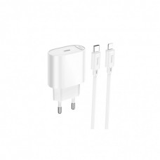 Зарядний пристрій HOCO C109A USB-C PD20W + cable USB-C to Lightning white (6942007656665)