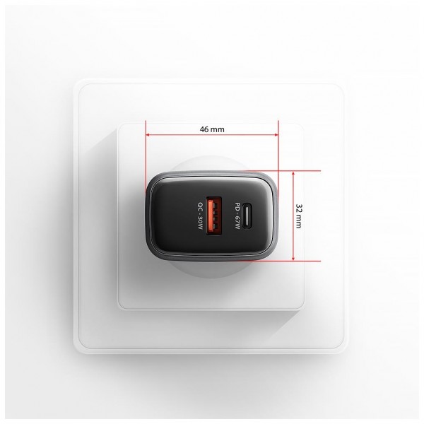 Зарядний пристрій AXAGON 1xUSB-C PD67W + 1xUSB QC4+ PPS gray (ACU-PQ67)