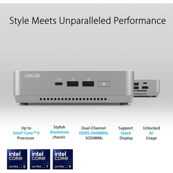 Комп'ютер ASUS NUC 14 Pro+ RNUC14RVSU900002I Kit(L6) / Ultra 9 185H, M.2 22x80 NVMe; 22x42 NVMe (90AR0051-M000J0)