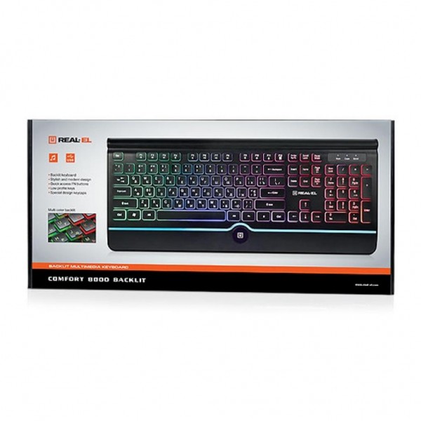 Клавіатура REAL-EL 8000 Comfort Backlit Black (EL123100033)