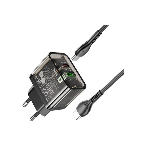 Зарядний пристрій HOCO N34 Dazzling dual-port Black (6931474799180)