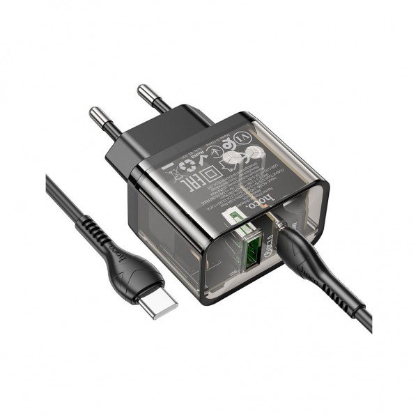 Зарядний пристрій HOCO N34 Dazzling dual-port Black (6931474799180)
