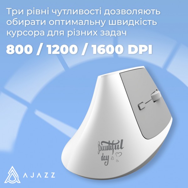 Мишка Ajazz i300 Wireless/Bluetooth/USB White (i300-W)