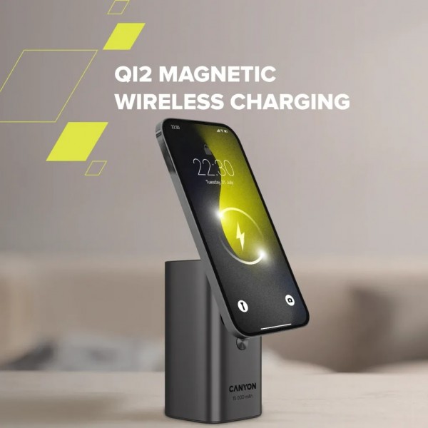 Батарея універсальна Canyon 15000mAh OnPower 150 Qi2 magnetic Grey (CNS-CPB150DG)