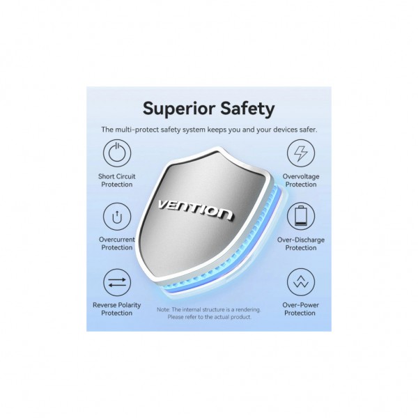 Батарея універсальна Vention 20000mAh 22,5W Fast Charging, with built-in USB-C cable, Black (FKBB0-C)