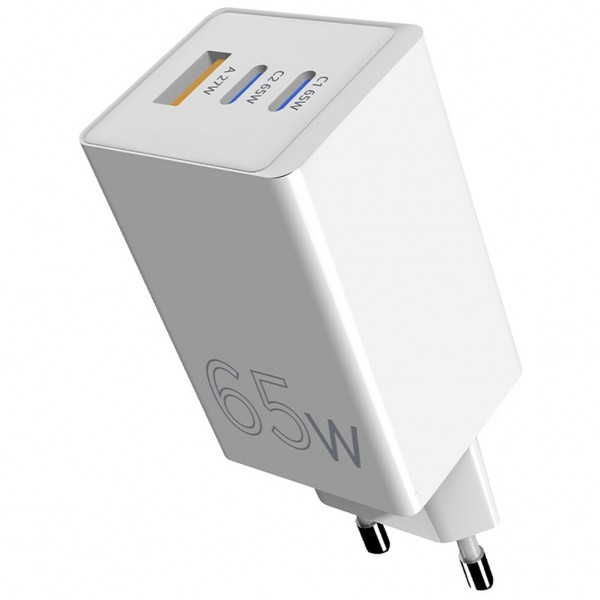 Зарядний пристрій Sigma 2xUSB-C PD65W + 1xUSB QC3.0 GaN X-power PS65-01 white (4827798637715)
