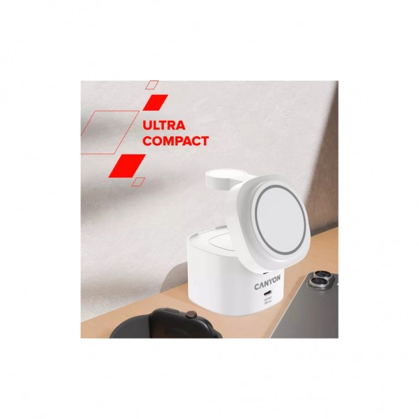 Зарядний пристрій Canyon 4-in-1 wireless charging stand 30W + charger 65W + cable 1.0m white (CNS-WCS405W)