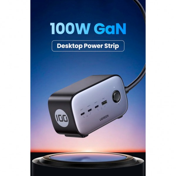 Зарядний пристрій UGREEN 4xUSB 100W Nexode Pro (3хUSB-C+USB-A+2хSchuko) CD270 (60167)