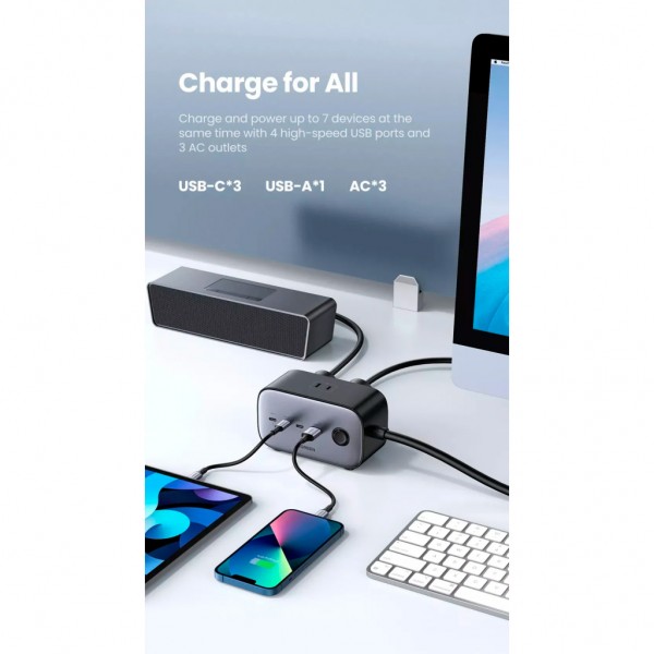 Зарядний пристрій UGREEN 4xUSB 100W Nexode Pro (3хUSB-C+USB-A+2хSchuko) CD270 (60167)