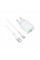 Зарядний пристрій HOCO C72Q Glorious USB QC3.0 + cable USB to USB-C 18W White (6931474732552)