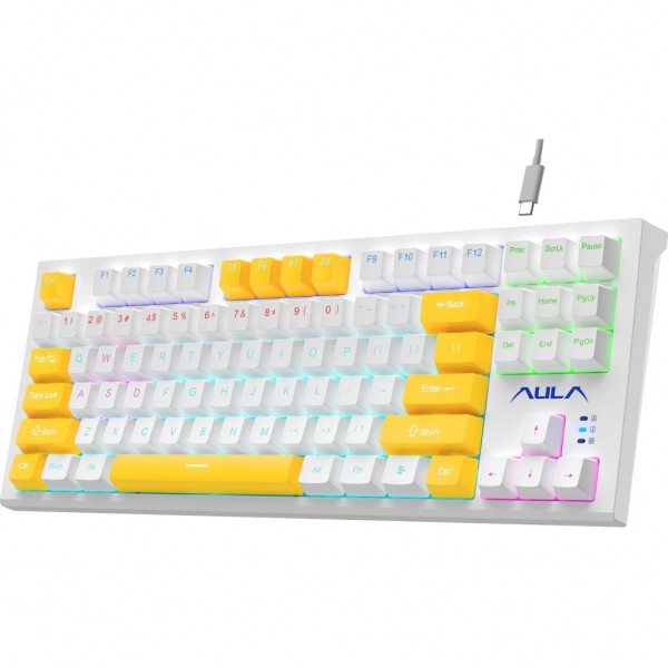 Клавіатура Aula F3032 keycaps plus 21 Yellow keys KRGD Red USB UA White (6948391204680)