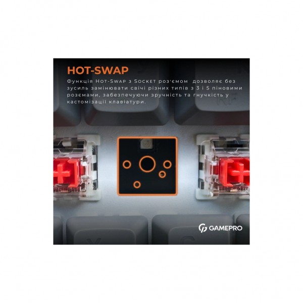 Клавіатура GamePro MK130G Pro Outemu Red Switch Hot-Swap 60 RGB USB/Wireless/Bluetooth Black (MK130G Pro)