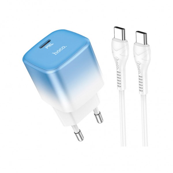 Зарядний пристрій HOCO C101A USB-C PD20W + cable USB-C to USB-C Ice Blue (6931474769398)