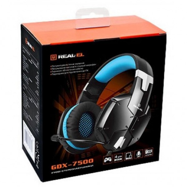 Навушники REAL-EL GDX-7500 Black/Blue (EL124100015)