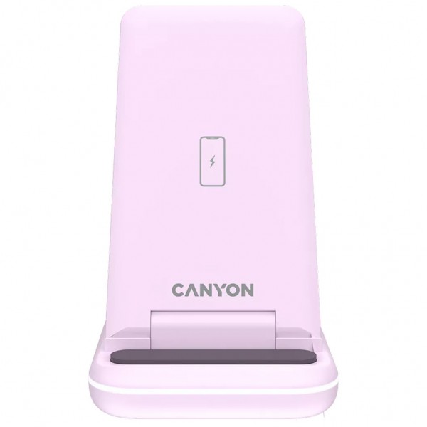 Зарядний пристрій Canyon WS-304 Foldable 3in1 Wireless charger Iced Pink (CNS-WCS304IP)