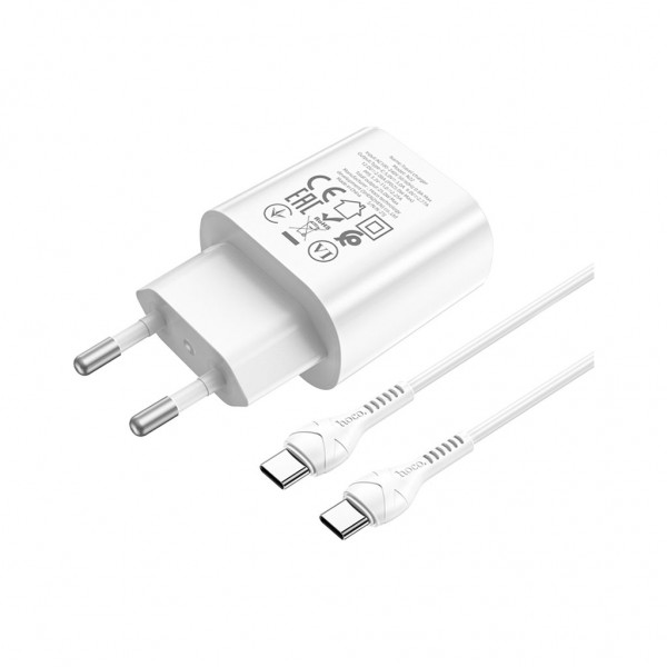 Зарядний пристрій HOCO N22 Jetta USB-C PD25W + cable USB-C to USB-C White (6931474760081)