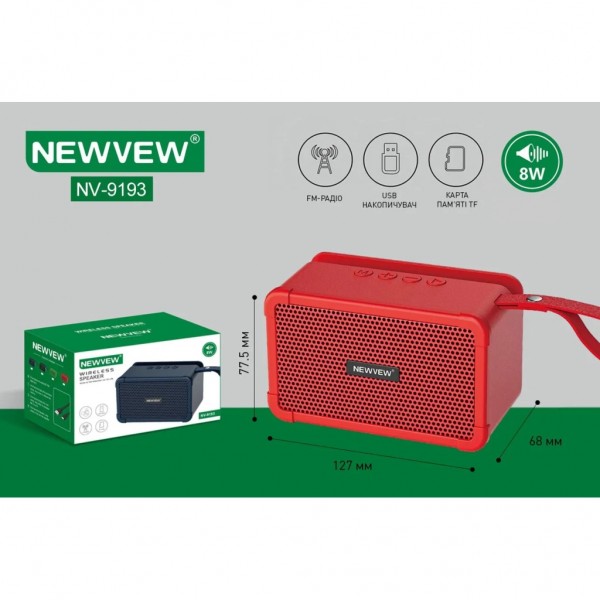 Акустична система NEWVEW NV-9193 BT/USB/TF/FM Red (NWVW-NV-9193-RD)