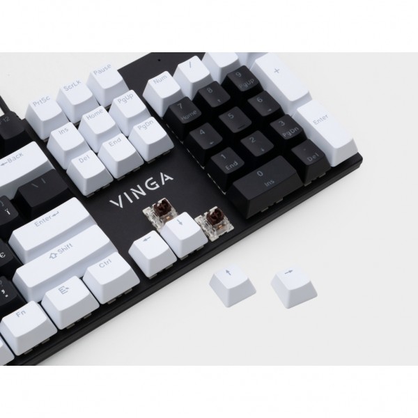 Клавіатура Vinga KBGM-095 LED Brown Switch USB White/Black (KBGM-095BR White/Black)