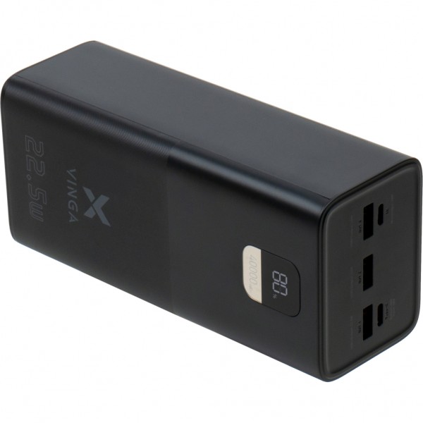 Батарея універсальна Vinga 40000 mAh 22.5W Display Black (VPBB4022)