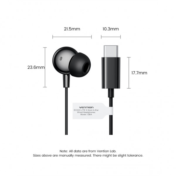 Навушники Vention Echo Lite USB-C In-Ear Wired Black (GBBBAV)
