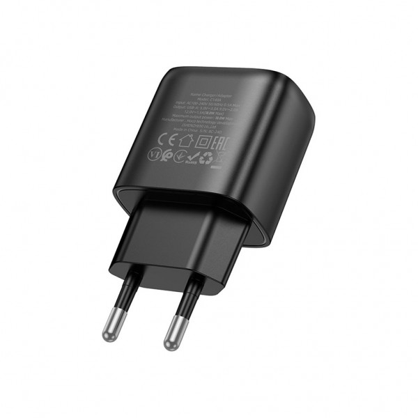 Зарядний пристрій HOCO C140A Smart USB QC3.0 Black (6942007627788)